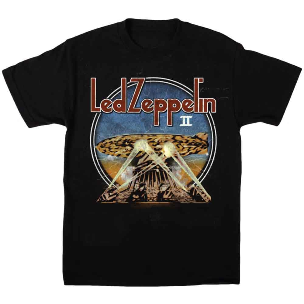 Rock Off Officially Licensed Products Men's Black Led Zeppelin Lzii Searchlights Official Tee T-Shirt Unisex (X-Large)