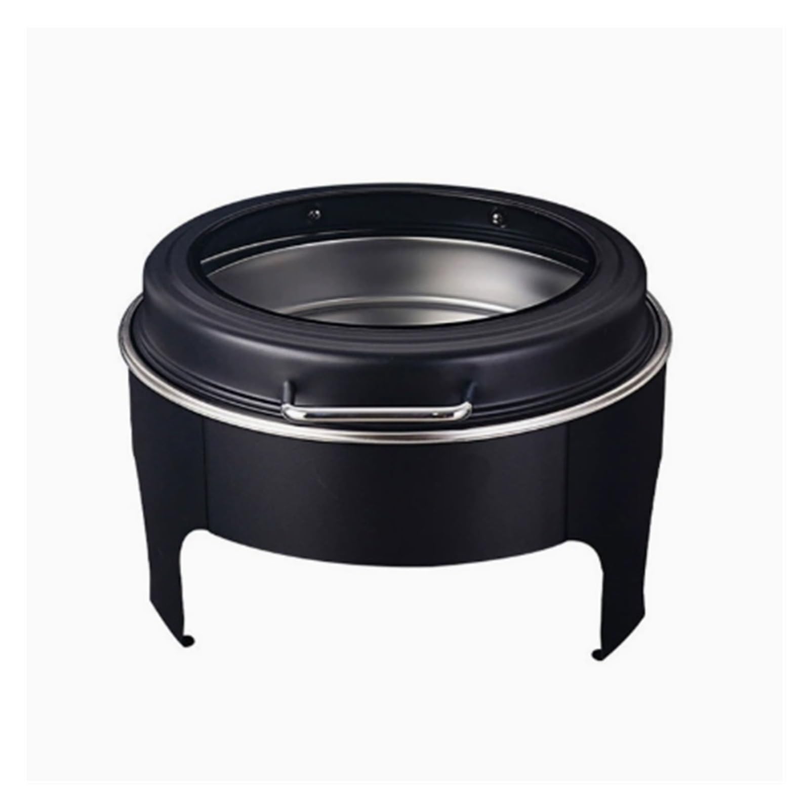 Scaldavivande neri rotondi in acciaio inossidabile Cucina a buffet | Buffet for Feste con Coperchio Idraulico Trasparente, Scalda Buffet
