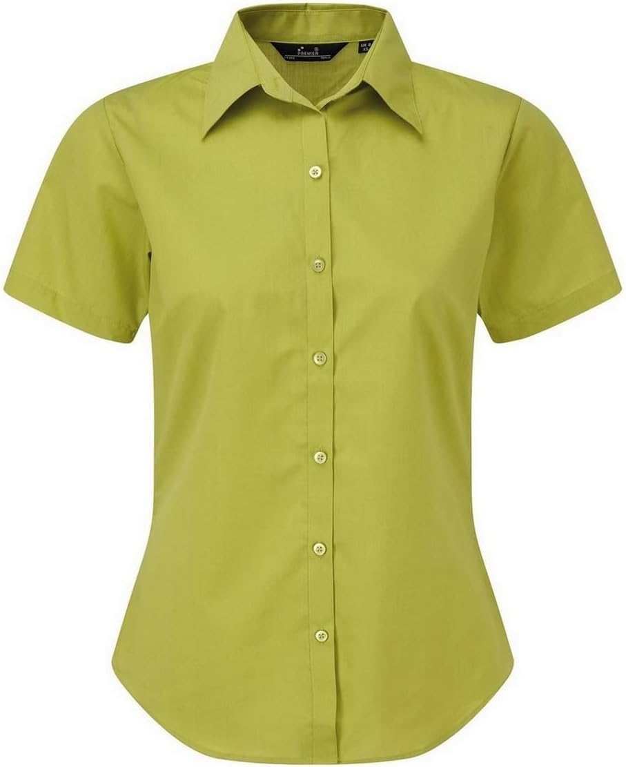 Short Sleeve Poplin Blouse/Plain Work Shirt (8) (Lime)