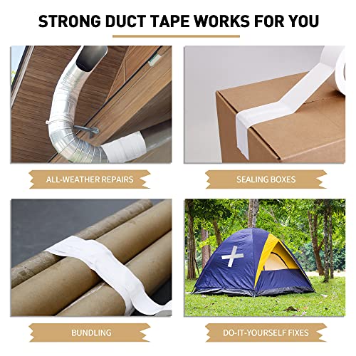 Image of VERSAF 4 Pack Heavy Duty Duct Tape - 35 Yards x 2 Inches, Silver, Hand Tearable, Strong Industrial Gray Masking Tape, No Residue, Waterproof for B2B, Home Use, DIY Projects, and Repairs (White)