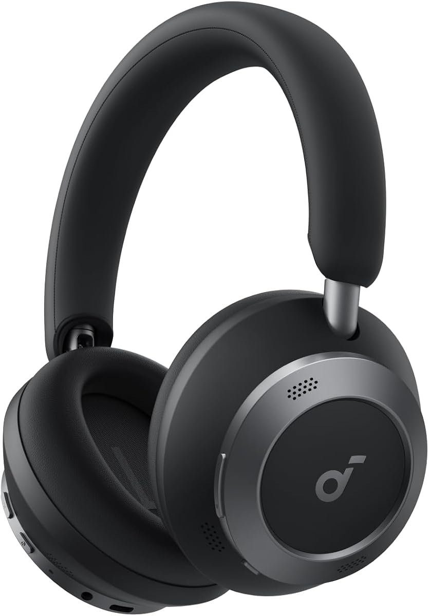 Auriculares supraaurales inalámbricos Soundcore Anker Space One Pro, diseño plegable | Cancelación activa de ruido adaptativa, Bluetooth 5.3, tiempo de reproducción de 60 horas, LDAC de alta resolución, conexión multipunto, llamadas de 6 micrófonos, carga rápida