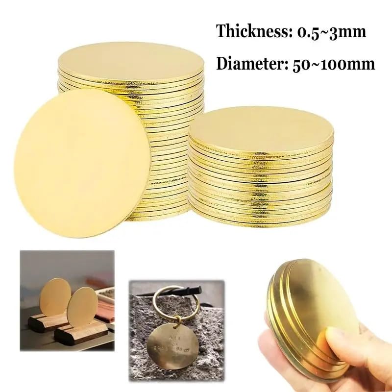 Runde Scheibenplatte aus H62-Messing – 50/60/80/100 mm Durchmesser, 0,5/1/2/3 mm Dicke – langlebige Messingdichtung for DIY-Projekte, 1 Stück(3x100mm)