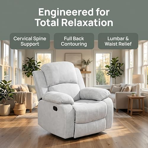 Image of Recliner Chair, Oversized Linen Single Sofa for Living Room, Grey