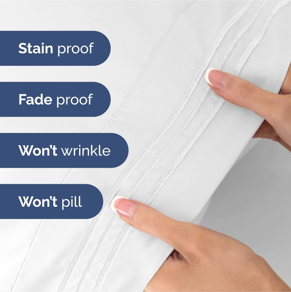 Twin XL Size 3 Piece Sheet Set - Ultra Soft & Cooling Bed Sheets - Fits 8 to 16 inch Mattress - Wrinkle Free & Fade Resistant w/ Deep Pockets - Breathable, Comfy Hotel Luxury Bedding - Bright White
