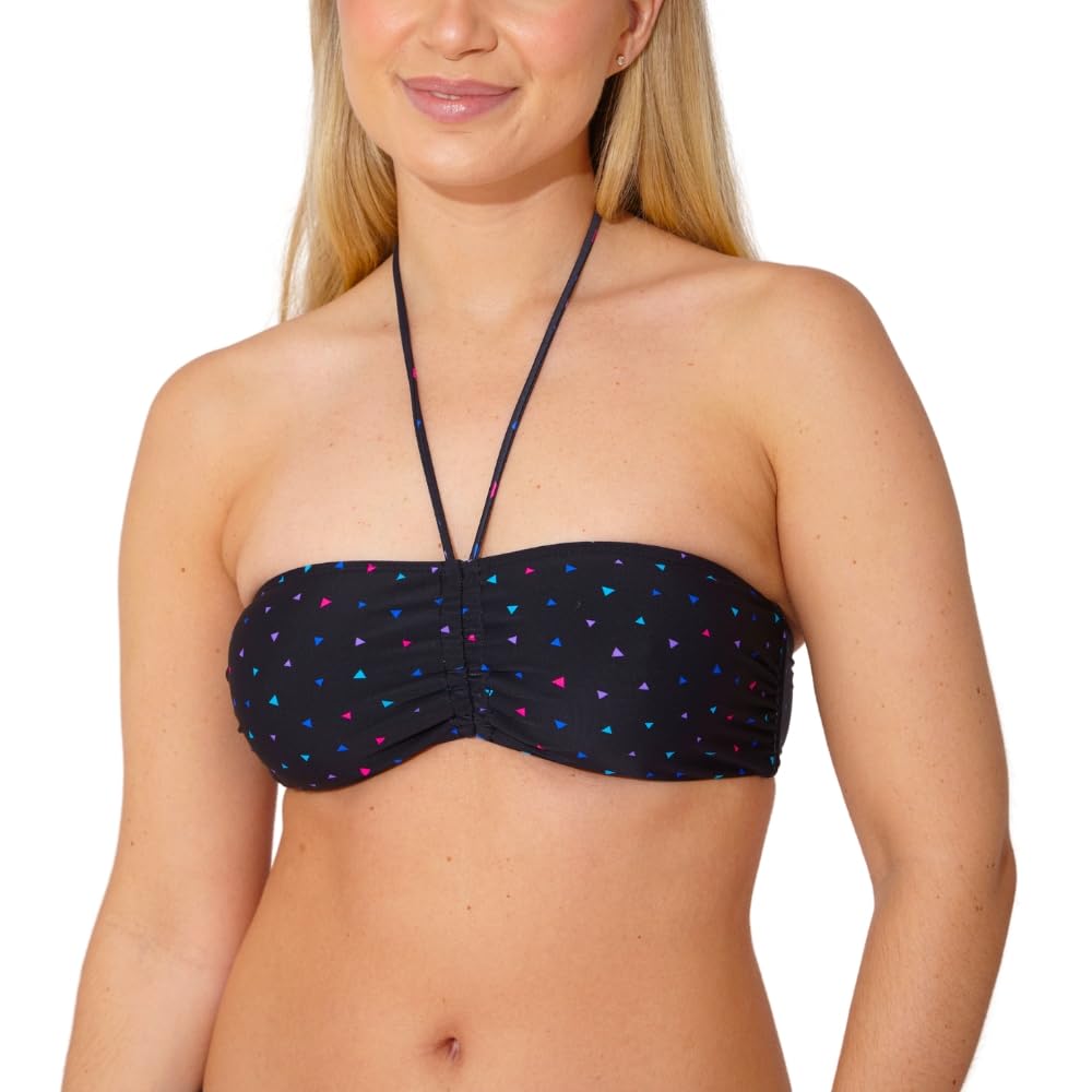 Scuba Ladies Swimwear Women's Strapless Bandeau Bikini Top Mix & Match Plain Print Non-Wired UK Seller - Geo Print - Size 18