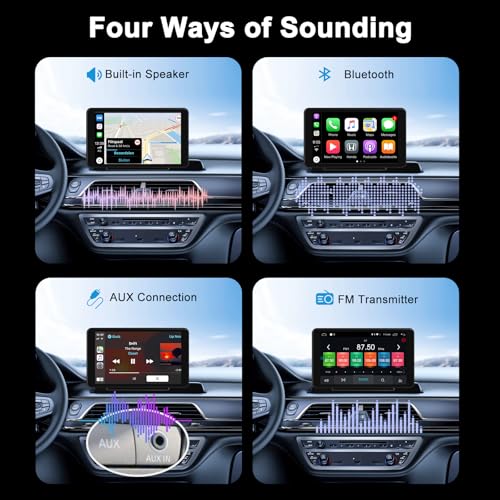 Image of Plimpton 2026 Carplay for Android Auto Screen for Car, 7'' Touch Screen Wireless Car Play Driveplay Multimedia Player with Backup Rear Camera, Voice Control, FM, Mirror Link