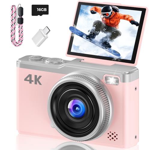 MaxMango Digital Camera, 64MP Autofocus Vlogging Camera for YouTube with 64G, 2.4" 180° Flip Screen Point and Shoot Travel Compact Camera Photo with 16X Zoom for Teens Adults Beginners