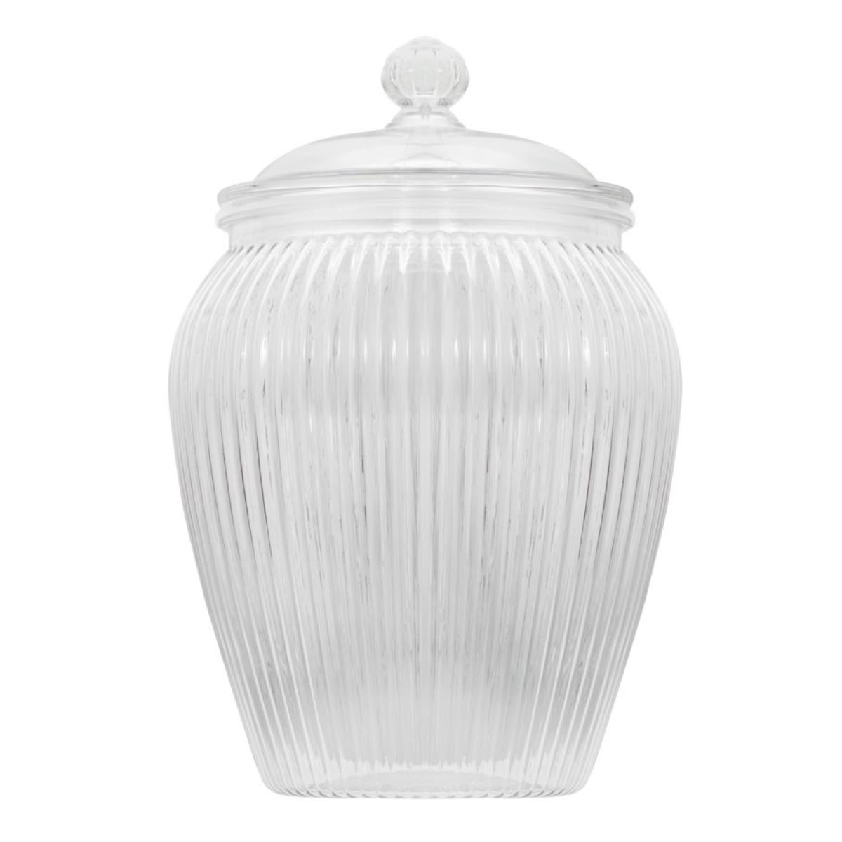 Yöl Clear 1500Ml Plastic Round Ribbed Sweet Jar With Pull Off Lid Large Candy Storage Container Textured Treat Jar For Sweets Biscuits Chocolate Kitchen Pantry Party Display