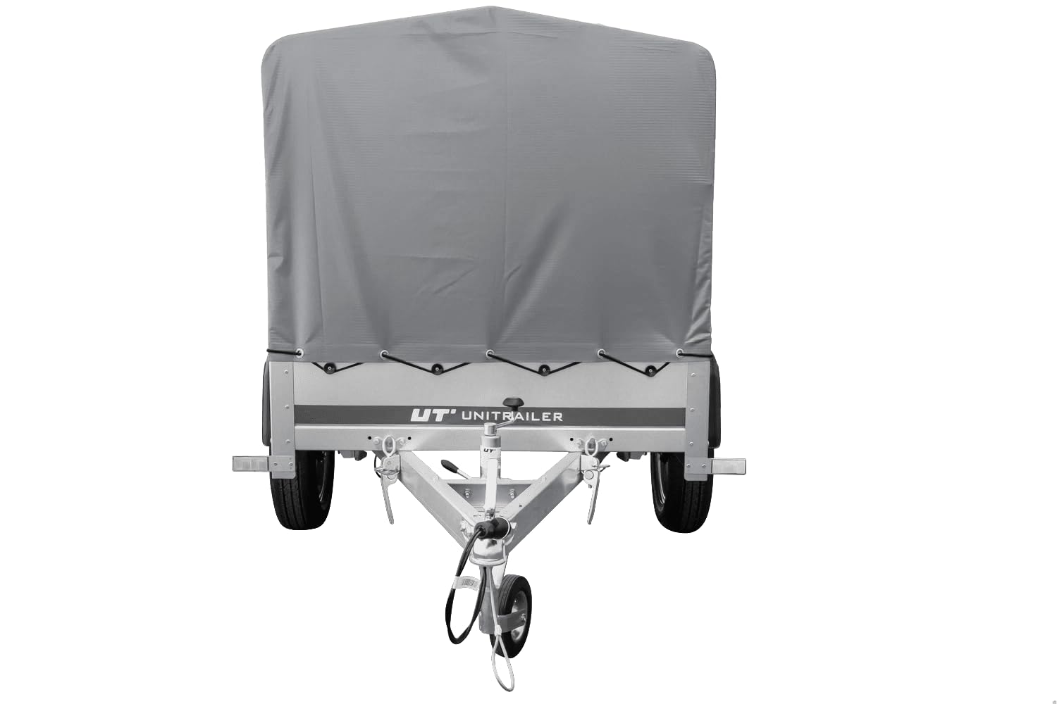 UNITRAILER PKW Anhänger Garden Trailer 200 Kipp, 200x106 cm, Auto Anhänger mit kippbare Deichsel, Hochplane und Stützrad, Anhänger Aufbau aus verzinktem Stahl – Auto Anhänger 750 kg