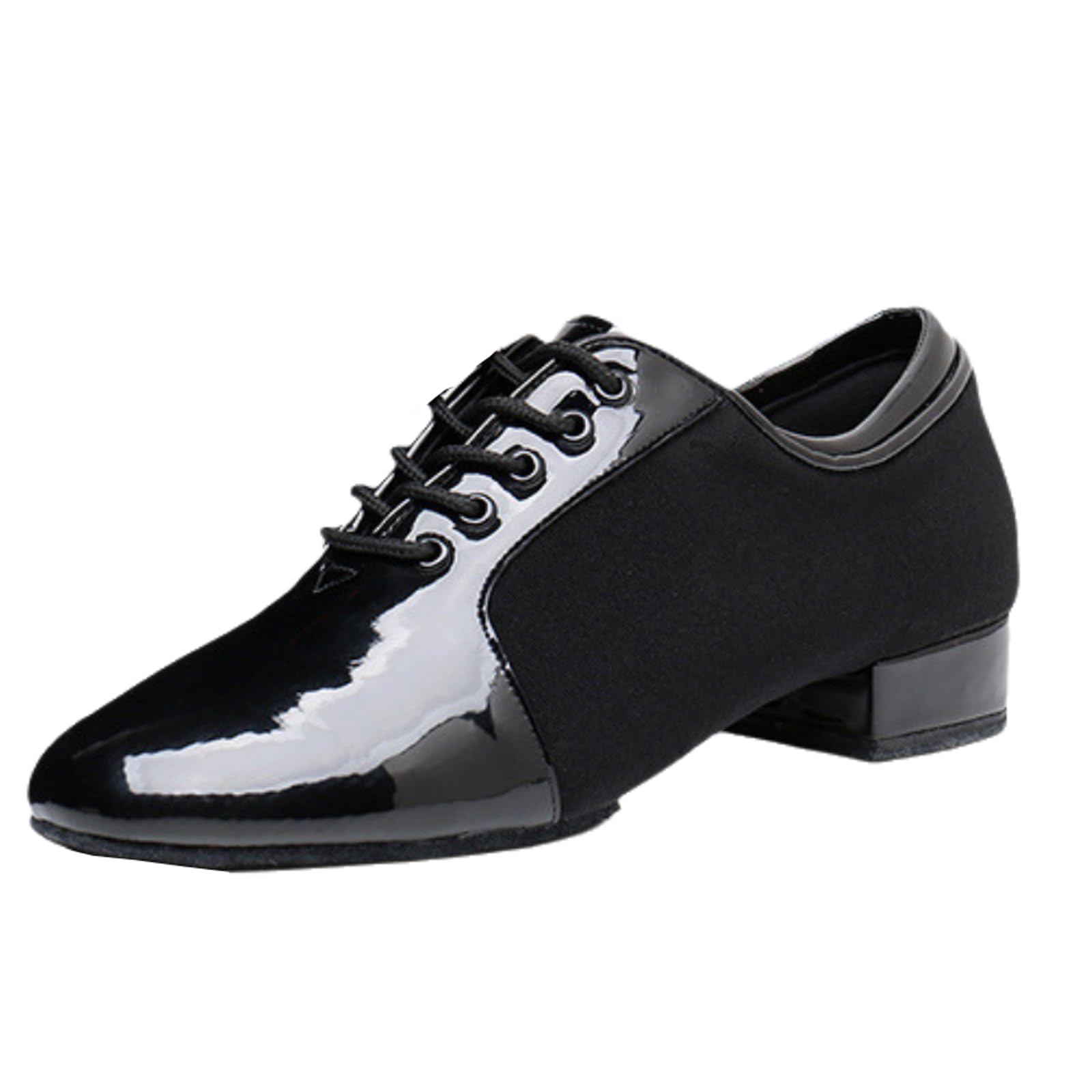 Zapatos de Baile Latino Hombre Cuero Lace Up Estándar Negro Jazz Moderno