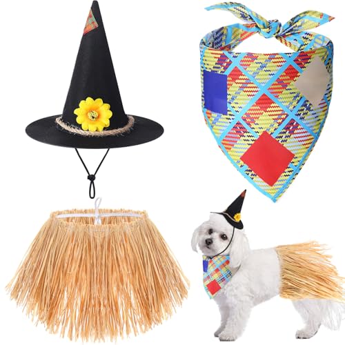 Set de disfraz de espantapájaros para perros Skicuff 3 piezas