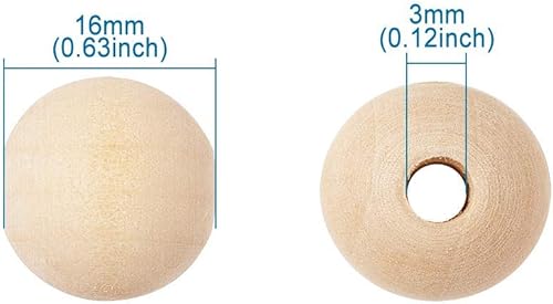 Vista 79 de Mega Pet 50 cuentas espaciadoras de madera natural sin terminar de 0.472 in (0.47 pulgadas) redondas de madera sueltas para manualidades
