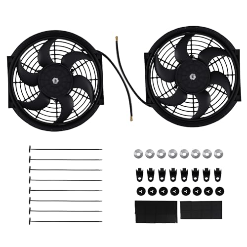 Image of maXpeedingrods 2X 10 inch Universal Slim Fan Push Pull Electric Radiator Cooling 12V Mount Kit