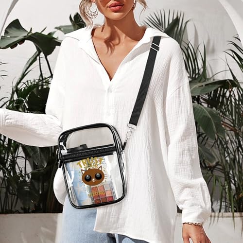 Trust Your Cat Feeling. Clear Crossbody Bag Stadium Bag Adjustable Side Shoulder Bags Messenger Bag with 2 Compartments 7