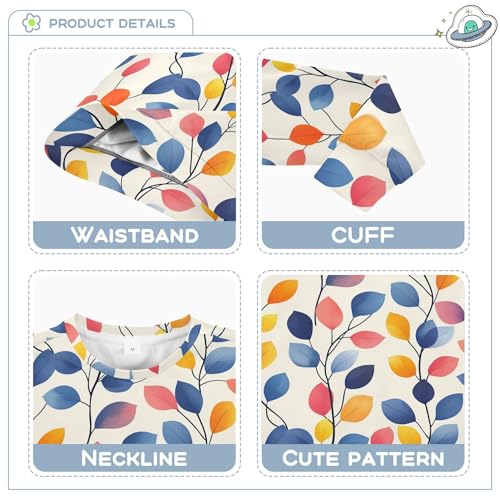 JUNZAN Cartoon Colorful Eucalyptus Leaf Kids Girls Hooded Sweatshirt Fleece Hoodie for Boys Sports 4T3