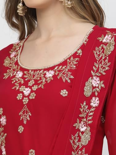 Image of Women's Embroidered Maxi Fit Flared Ethnic Sharee Dress Gown. Rani