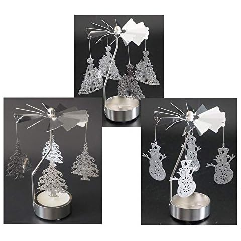 Cosy-Yc Tealight Candle Holders Set, Spinning Candle Holders for Table, Candelabra Centerpiece Set for Home Deco/Party/Christmas Housewarming Gift(Princess+Snowman+Cedar) Cover