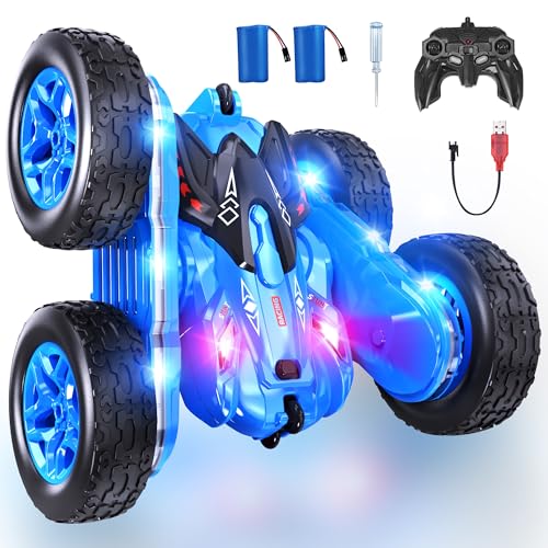 Remote-Control-Car-RC-Cars-with-Strip-Lights-and-Headlight-2-Hours-Long-Battery-Life-4WD-Double-Sided-360-Flips-Rotating-Stunt-RC-Car-Toys-Birthday-Gift-for-Boys-Girls-Blue