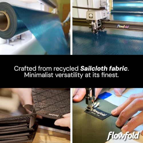 Flowfold Vanguard Recycled Sailcloth Bifold Wallet | Slim and Durable with Cash pocket, Two Hidden Card Pockets and Two ID Windows | Holds 10-12 Cards | Minimalist Wallet Made in USA | Black Sailcloth4