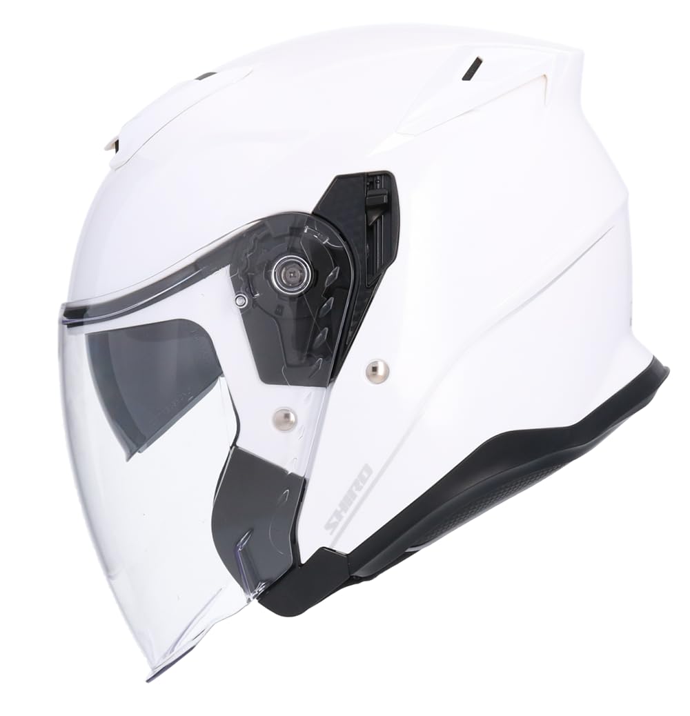 Casco Jet SAGA Blanco Perla | Shiro Helmets | Homologado ECE 22.05 | Talla XXL (63/64) | Pantalla Y Gafa Solar