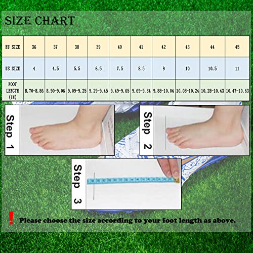Wingfai Men's Soccer Shoes Cleats Professional High-Top Breathable Athletic Football Shoes Outdoor/Indoor Professional Futsal Football Training Sneakers White-Blue 4 Us #TOP6
