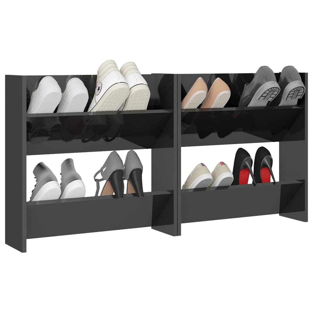 Rangement et organisation – Fournitures ménagères – Armoire à chaussures murale 2 pièces Gris brillant 60 x 18 x 60 cm