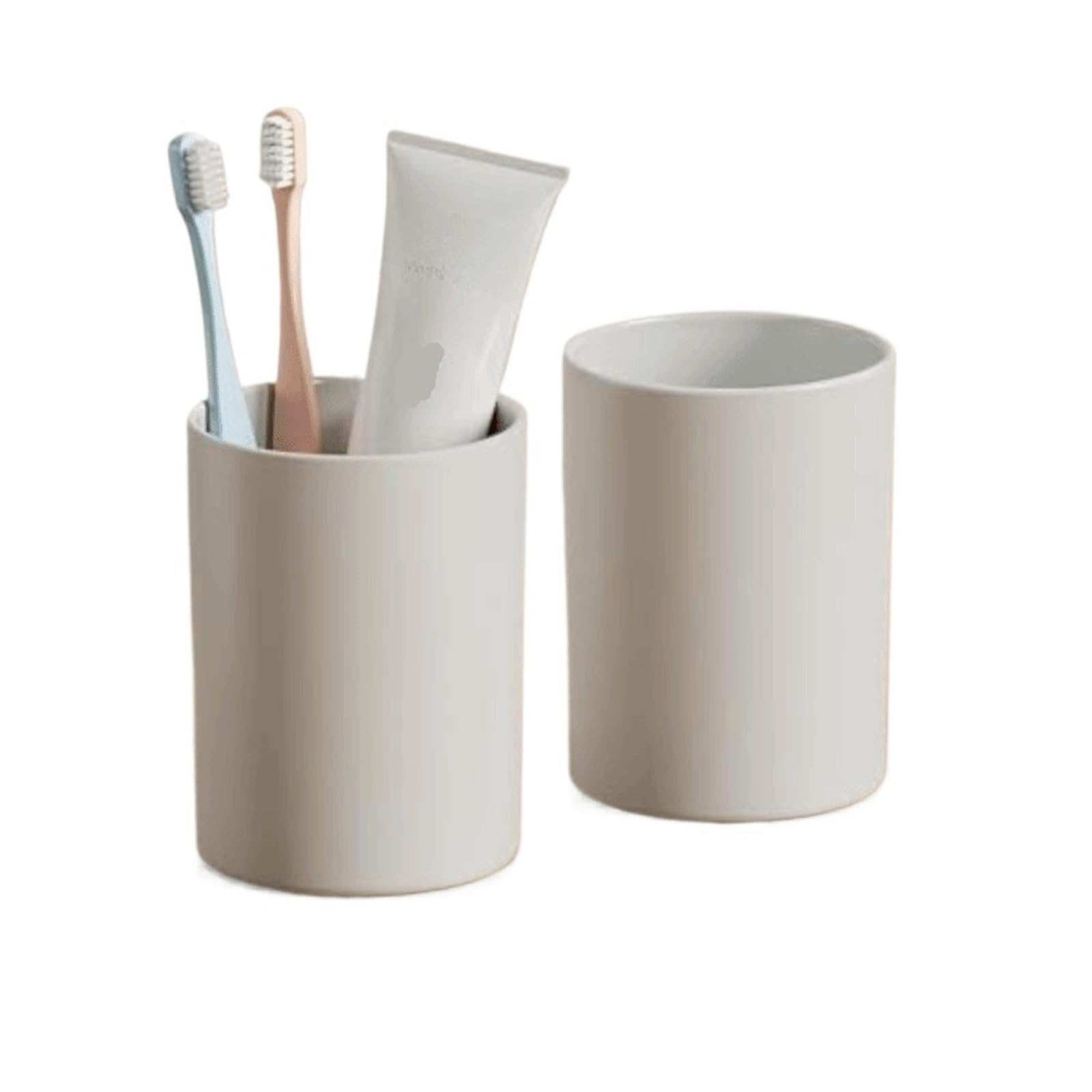 4Pcs Plastic Toothbrush Tumbler Easy-Clean Unbreakable Mouthwash Reusable Holder Bathroom For Travel And Camping(Grey)