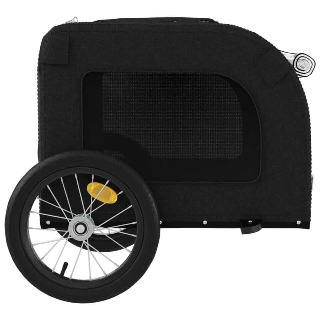 Fahrradanhänger Hunde Schwarz Oxford-Gewebe Eisen robust klappbar faltbar mit Netzfenster und Belüftung ideal für Hundebuggy Katzenbuggy Petstroller Outdoor Transportwagen Reise