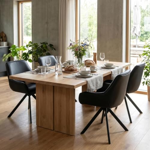 Image of Set of 6 Chairs 360 Degree Rotating Legs Stylish, Modern, Elegant & Comfortable PU Leather Arms Chairs for Dinning Living Hotel Cafe (6 Chairs) (Black Set of 6)