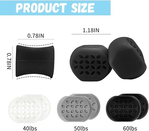 Miniatura 3 de Ejercitador de mandíbula para hombres y mujeres, 3 niveles de resistencia (6 piezas) tabletas de silicona para ejercitar la mandíbula, potente
