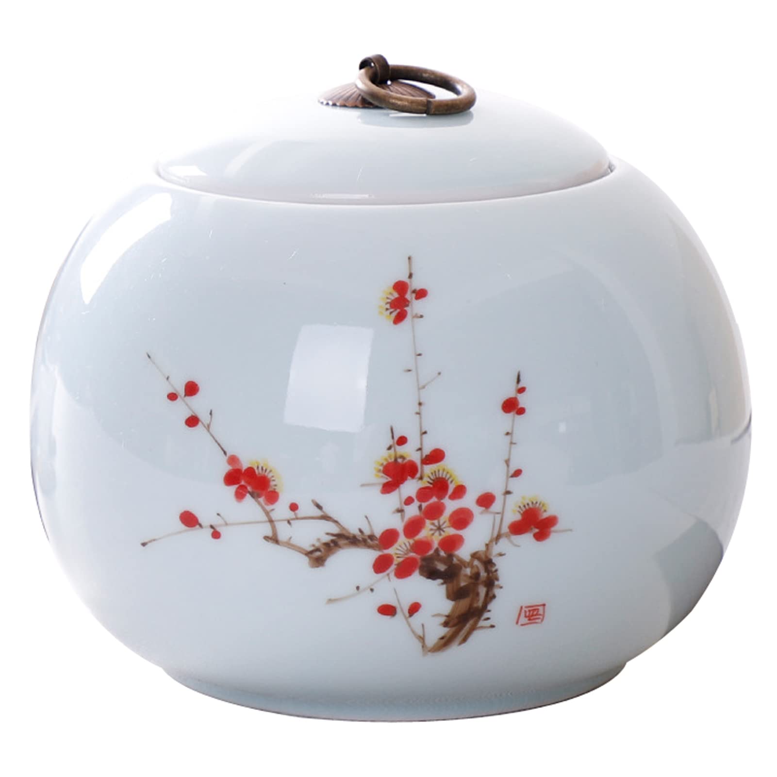 pet urn, Ceramics Ashes Urn with Hand-Painted Landscape Pattern - Medium Burial for Human Memorial and Ash Storage(Plum)
