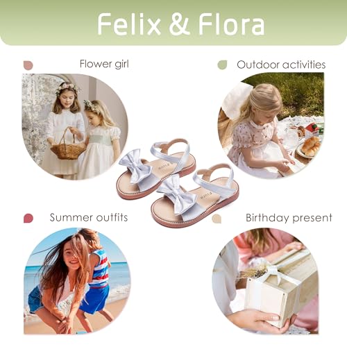 Image of Felix & Flora Toddler Girl Sandals - Little Girl Easter Dress Shoes Lightweight Open Toe Beach Holiday Flats