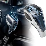 Touch Activated Illuminated LED Crystal Gear Shift Knob – Universal Manual & Automatic Car Handle 7 Colors Five-Speed Transmission Vehicles Without Button Fits 8/10/12MM Stick Lever ABS Black Silver