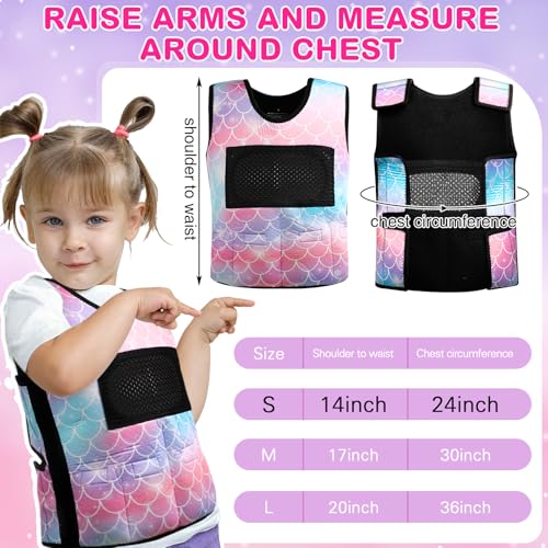 Image of Janmercy Weighted Vest for Kids Ages 2 to 9 Adjustable Neoprene Compression Vest Removable Weights Breathable Comfort Toddler(Mermaid,Small,Tie-dye)
