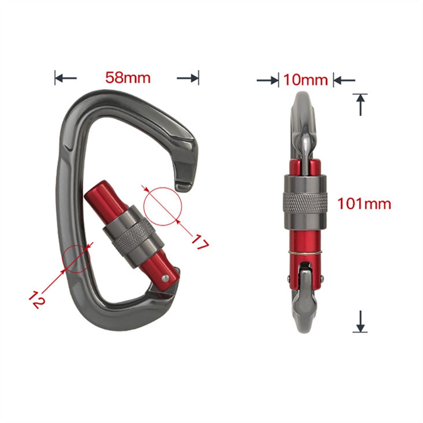 D-förmiger Karabinerhaken für Klettern, 25 kN Sicherheitsschnalle, professionelle Bergsteigerausrüstung, robuste Ascend Ausrüstung, langlebig und zuverlässig