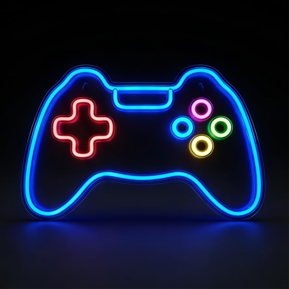 XPJBKC Game Neon Sign, LED Neon Light Sign Gaming with 6 Adjustable Brightness, USB Powered Neon Gaming Sign for Game Room Decor, Play Area, Man Cave, Pub, Present for Teens, Friends, Boys