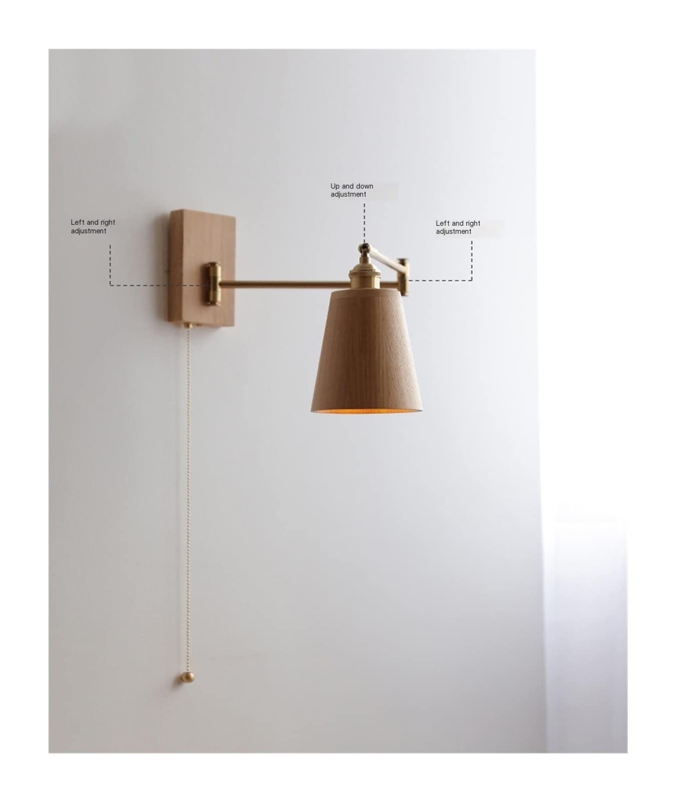 KBUUKYYXouy Rotating Wooden Wall Sconces for Bedside & Stairwell - Long Swing Arm with Switch - Rustic Log Base - Left & Right Adjustable Lighting Fixture,Log Base a(Log Base B)