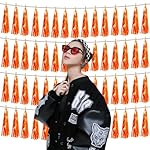 4P Orange Foil Fringe Tassel Banner Garland Metallic Tinsel Streamers Wall Hanging Curtain Backdrop Banner for Parade Floats, Graduation Decorations, Father's Day, Fall, Thanksgiving Party Decoration - Image 5