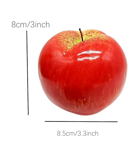 Miniatura 2 de RUITASA Frutas artificiales 6 manzanas decorativas de frutas manzanas rojas artificiales manzanas rojas artificiales para cocina frutas falsas