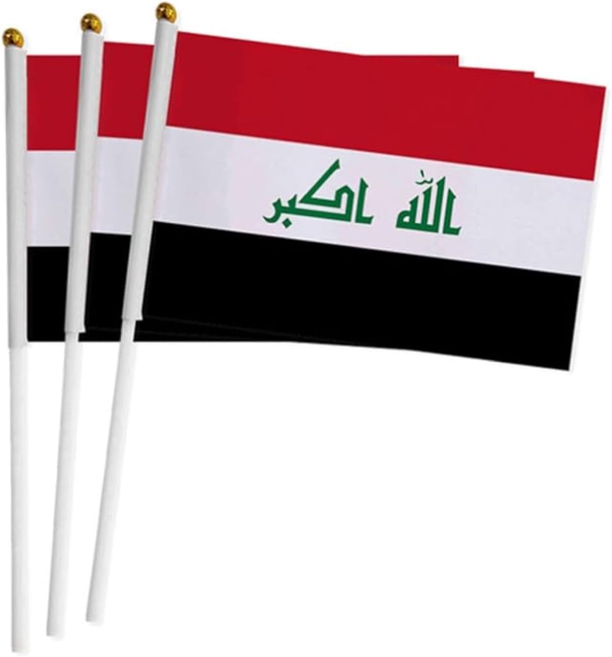 Faithful Grace 20 Pack Iraq Flags on Sticks, Iraqi Handheld Flags, Small Irak Flags for Independence Day Memorial Day Festivals Parade Parties Decorations (Iraq)