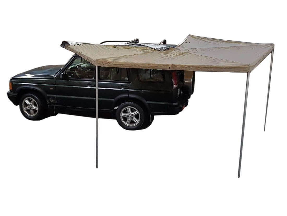 Prime Tech Wing 270° Markise Fahrerseite, beige Markise für Autodachzelte mit 270° Öffnungswinkel, in diversen Farben erhältlich, schneller Aufbau