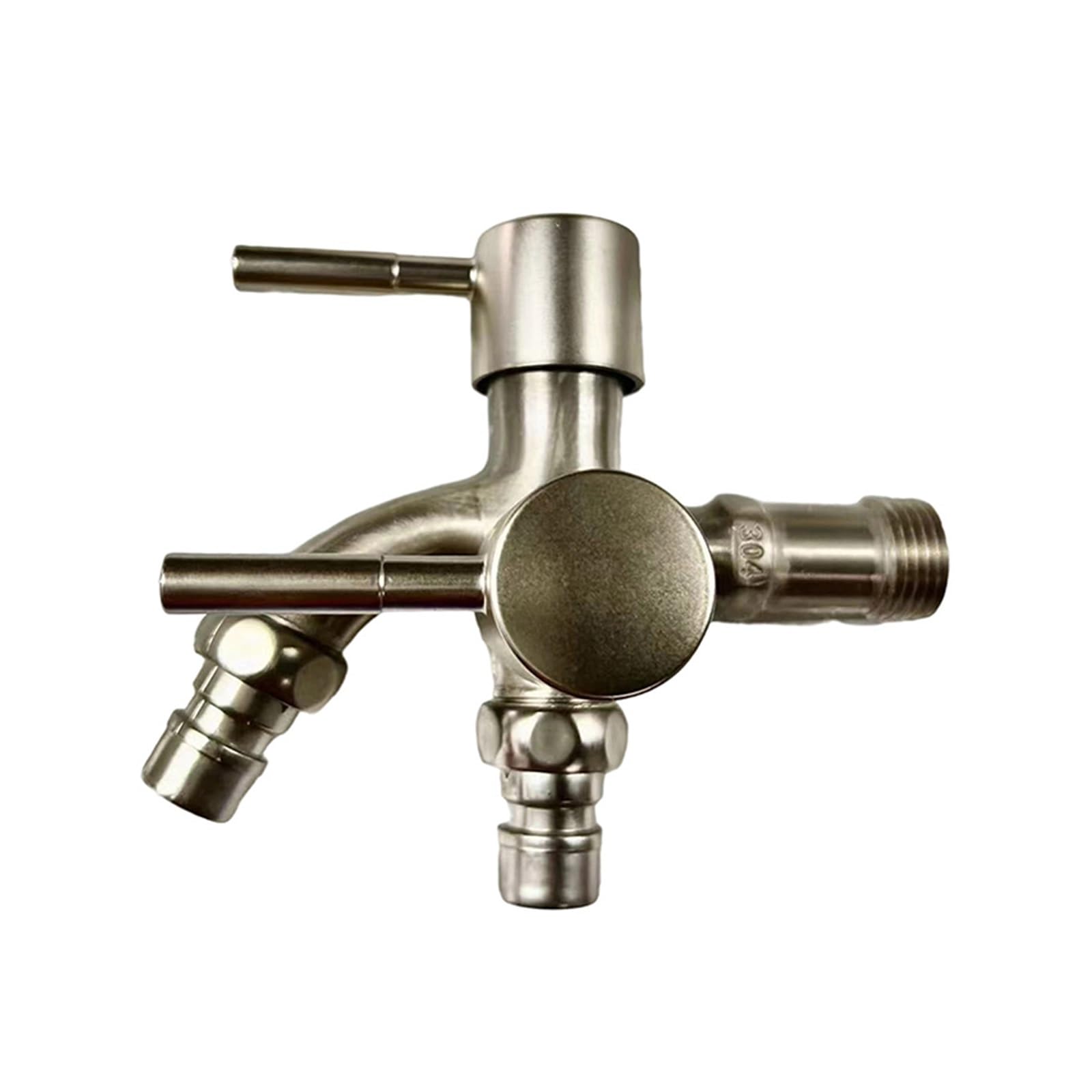 Multifunction Double-Outlet Washing Machine Faucet 304 Stainless Steel Faucet One Into Two Out Outdoor Garden Sink Pool Faucet(A1)