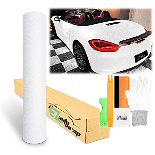 Free Tool Kit EZAUTOWRAP White Matte Glitter Car Vinyl Wrap Sticker Decal Sheet Bubble Free - 60