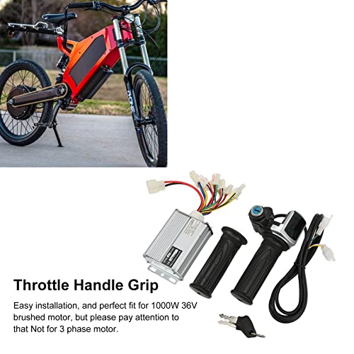 Image of KIMISS 1000W Brushed Motor Speed Controller with Locking Throttle Grip & Battery Display, 36V Electric Bike Controller for Mini Bike, Handlebar Grip