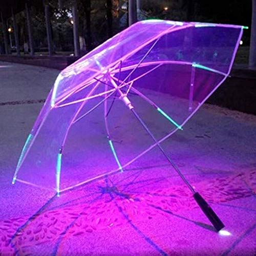 Preisvergleich Produktbild BJYG Golfschirm Kreative LED-Licht Transparent Regenschirm Konzert Beleuchtung Regenschirm Winter School Warnsignal Kinder Regenschirm Sonnenschirm Regenschirm