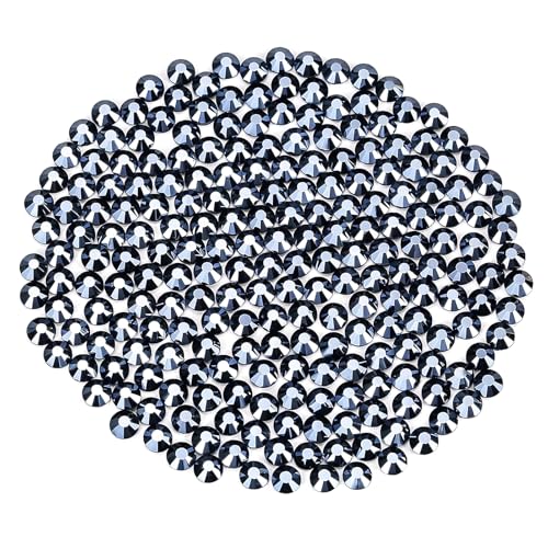 Image of Novani Rhinestones Flatback Rhinestones Glass Gems Stones Jewels Round Gemstones Non-Hotfix Crystal for Crafts,SS20,1440 Pieces,Shiny Black