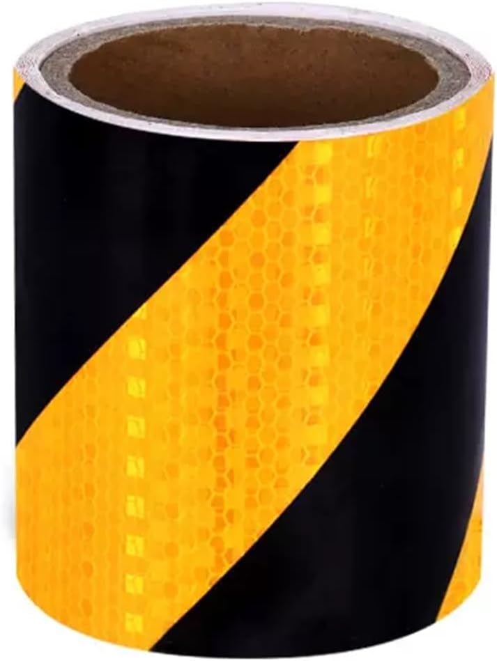 Reflective tape, Adhesive warning tape, Reflective Tape 15 cm x 9.8 ft Warnig Tape High Intensity Reflective Sticker Self-Adhesive for Trailers, Trucks, Cars, Boats, Signs, Mailboxes(Black Yellow)