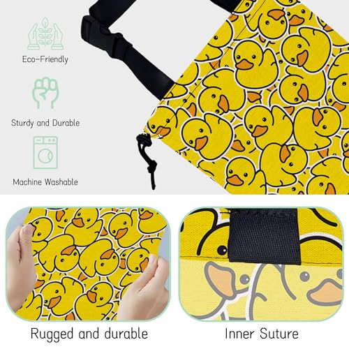 Image of Yellow Duck Car Garbage Bag,Rubber Duck Waterproof Small Car Trash Bag Hanging Back of Seat,Drawstring Hanging Car Trash Bag with Adjustable Buckle for Car Accessories