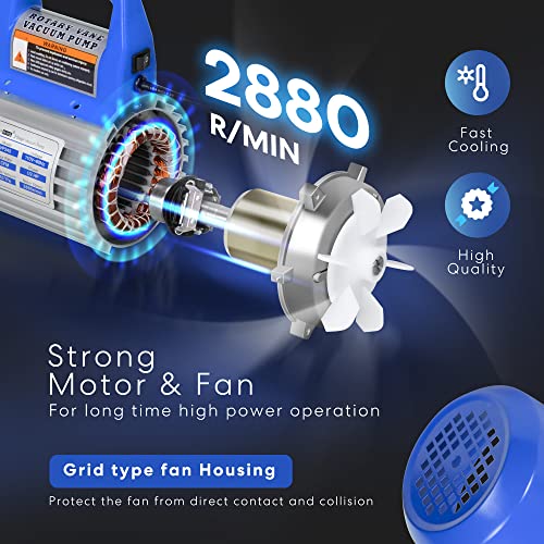 VIVOHOME 110V 1/2 HP 5 CFM Bomba de Vacío Rotativa de Paleta de Doble Etapa para HVAC con Balanza Electrónica Digital de Precisión para Carga de Refrigerante de 110 LB con Estuche miniatura 6
