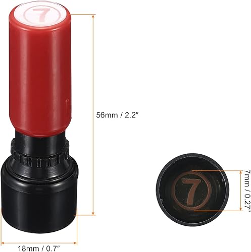 Miniatura 2 de PATIKIL Sellos de números autoentintados, número 7, 0.27 pulgadas, sello de tinta de número con círculo para profesor, sello inicial para cuaderno